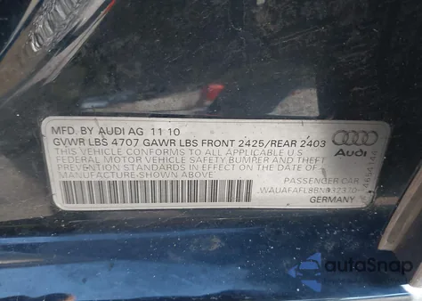 2011 Audi A4 2.0T Premium из США, поврежденный, VIN WAUAFAFL8BN032370